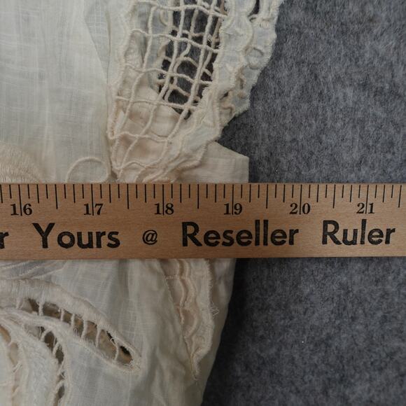 Anthropologie Top Womens Medium? Lace V-Neck Blouse Boxy Cream Peplum - Picture 10 of 12